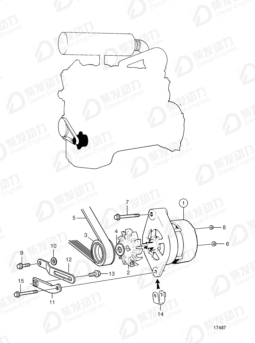 VOLVO Drive belt 3581460 Drawing VOLVO Drive belt 3581460 Drawing